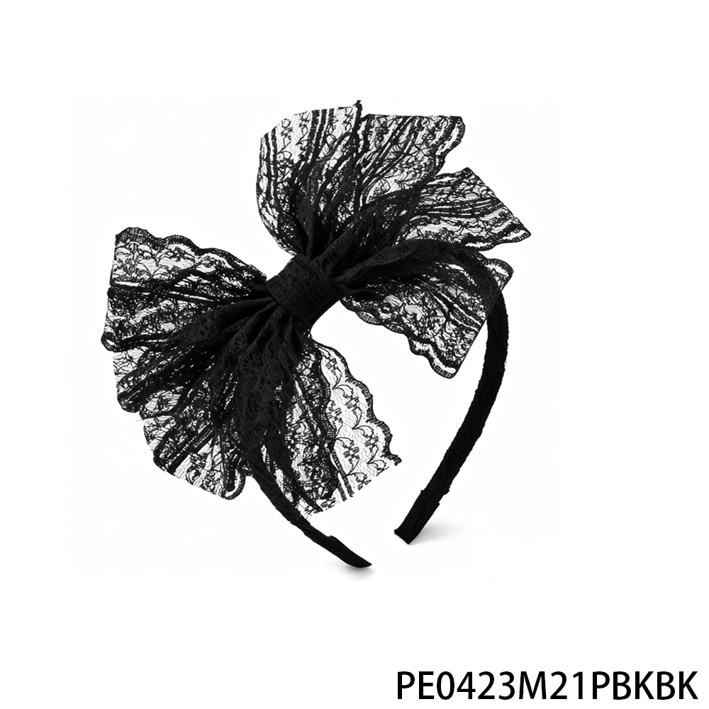 Women'S Accessories In The 80S - PESENAR 80s Retro Black Lace Bow