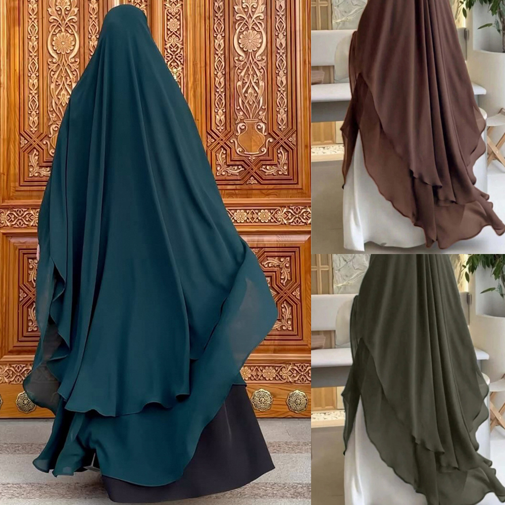 Women Accessories Dubai - Extra Long Khimar Plain Chiffon Two