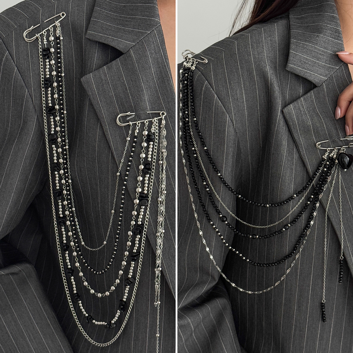 Women Accessories Chain - Punk Hip Hop Long Crystal Brooch
