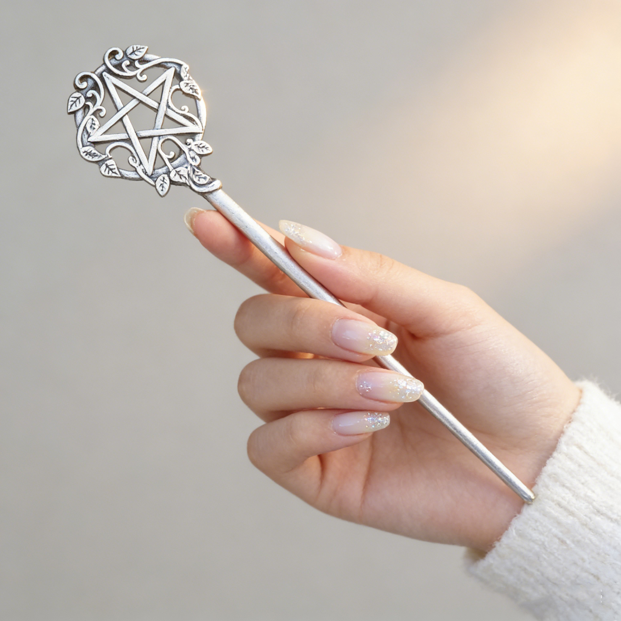Women'S Accessories List - 1pc Mystical Pentagram Hair Stick Silver