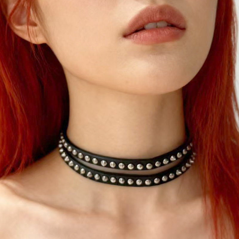 Punk Jewelry Rivet Choker Leat - مراجعة Women'S Accessories In The 90S وسعره