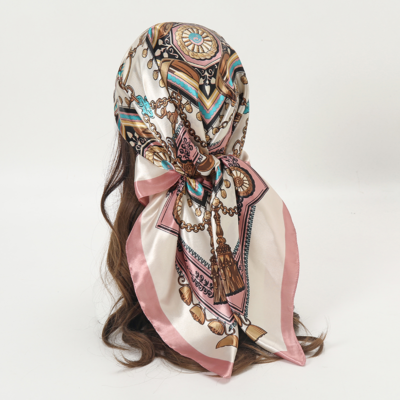 Satin Square Scarf Women Musli - مراجعة Women Accessories Chain وسعره