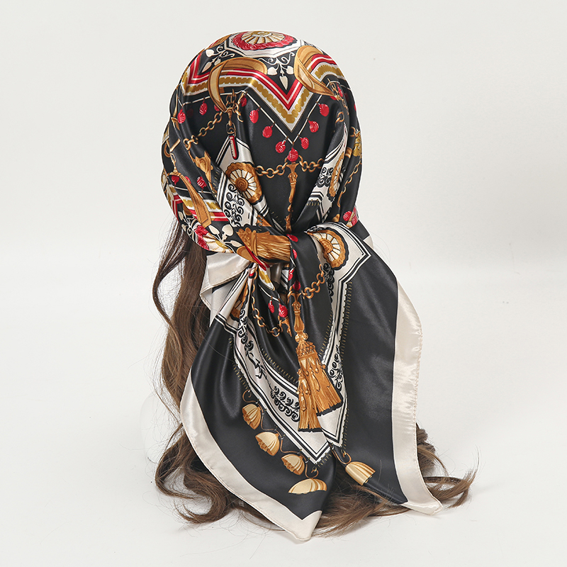 Satin Square Scarf Women Musli - مراجعة Women Accessories Chain وسعره