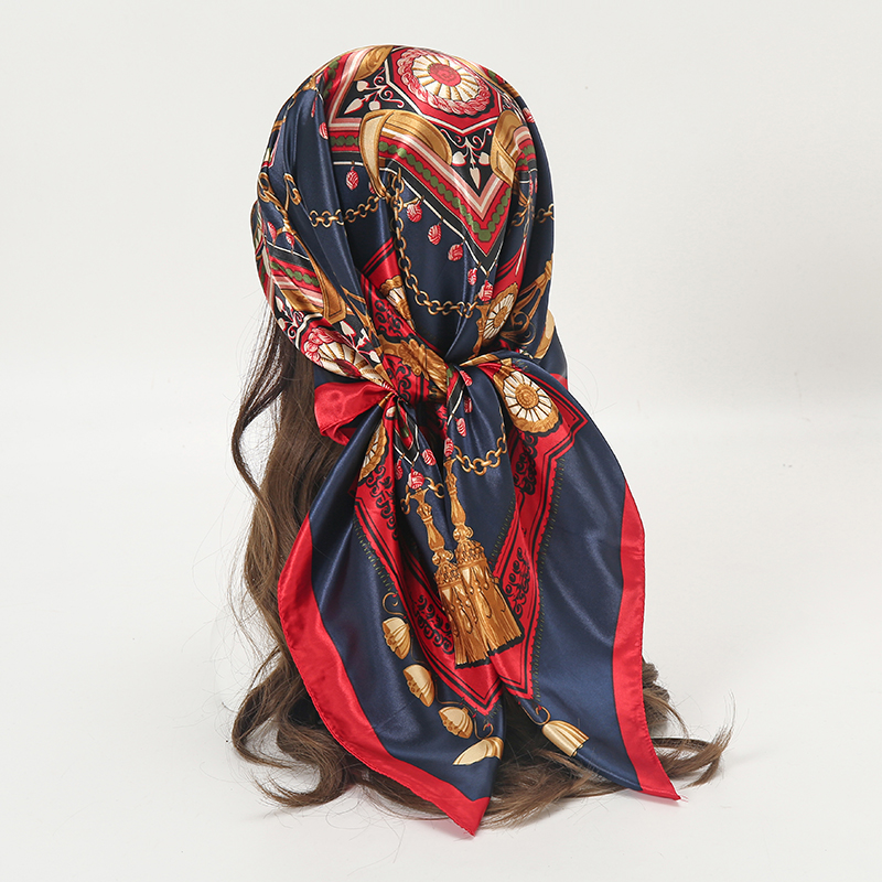 Satin Square Scarf Women Musli - مراجعة Women Accessories Chain وسعره