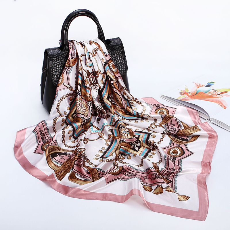 Satin Square Scarf Women Musli - مراجعة Women Accessories Chain وسعره