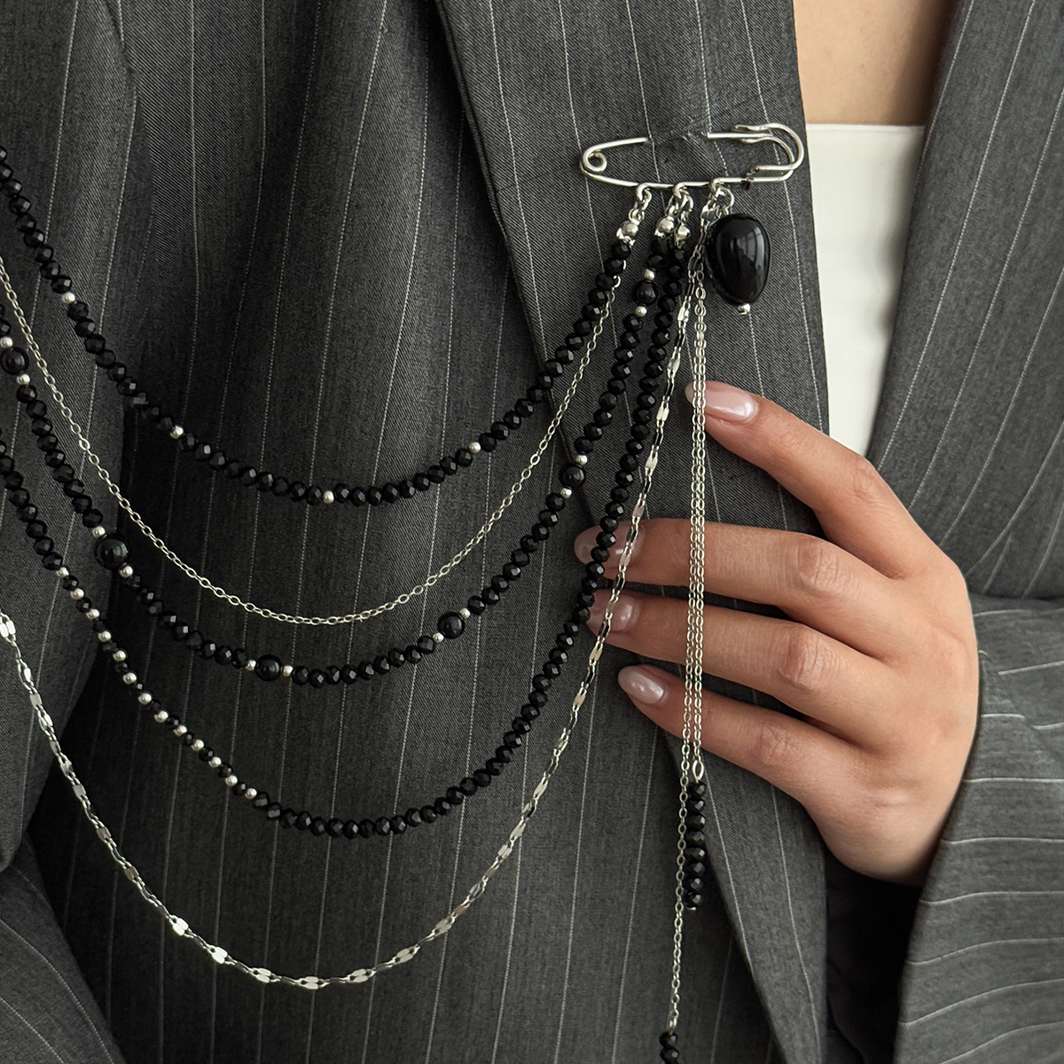 Punk Hip Hop Long Crystal Broo - مراجعة Women Accessories Chain وسعره