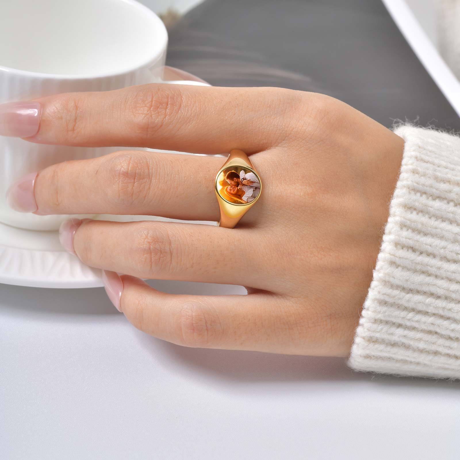 Custom Photo Signet Ring for W - مراجعة Women Accessories Logo وسعره