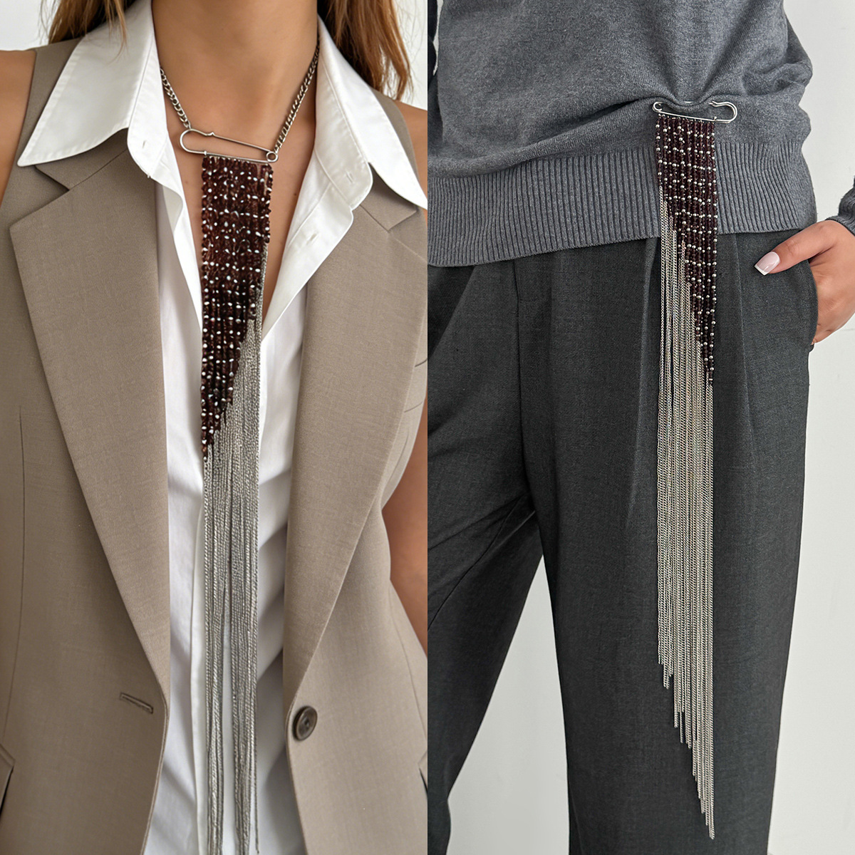 Silver Color Tassel Chain Broo - مراجعة Women Accessories Chain وسعره